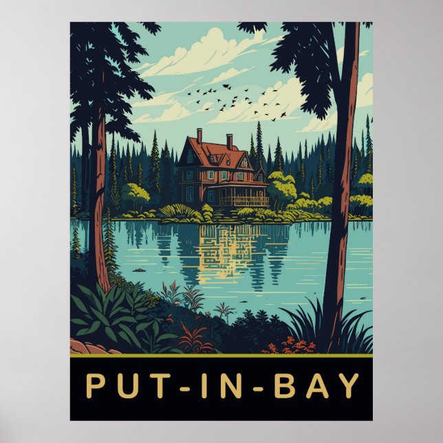 Póster Put-In-Bay, Ohio, Viajes Antiguos (Frente)