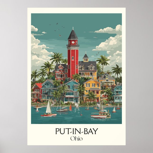 Póster Put-in-Bay South Bass Island Ohio Paradise Art (Frente)