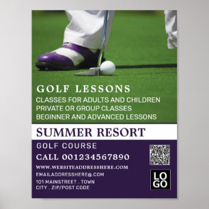 Póster Putt de Golf, Anuncio de Lecciones GoIf