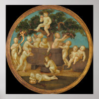Putti con una prensa vitivinícola - Poster de Raph