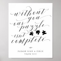 Puzzle Guest Book Elegant Calligraphy Boda Rótulo