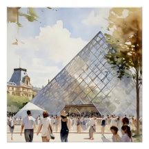 Poster pyramide du Louvre musée Parisien 