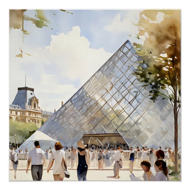 Poster pyramide du Louvre musée Parisien  (Anverso)