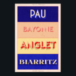 Póster Pyrénées-Atlantiques Nouvelle Aquitaine Art Deco P<br><div class="desc">Diseño de estilo poster Nouvelle Aquitaine. Este Poster de moda Art Deco diseña lugares famosos del sudoeste de Francia, perfectos para los que quieren mostrar su amor por esta región. Desde camisetas a artículos para la casa y accesorios, hay algo para todos - así que ¿por qué no tratarte hoy...</div>