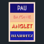 Póster Pyrénées-Atlantiques Nouvelle Aquitaine Art Deco P<br><div class="desc">Diseño de estilo poster Nouvelle Aquitaine. Este Poster de moda Art Deco diseña lugares famosos del sudoeste de Francia, perfectos para los que quieren mostrar su amor por esta región. Desde camisetas a artículos para la casa y accesorios, hay algo para todos - así que ¿por qué no tratarte hoy...</div>