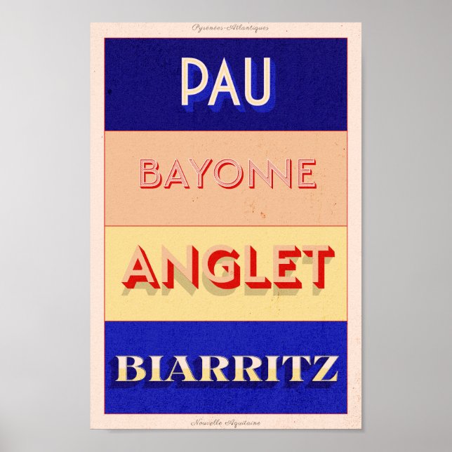 Póster Pyrénées-Atlantiques Nouvelle Aquitaine Art Deco P (Frente)