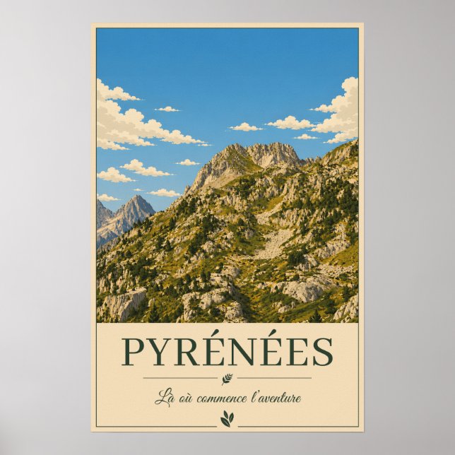 Póster Pyrénées France – Rocky's Illustrated Poster (Frente)