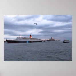 Póster QE2 y QM2 en Nueva York