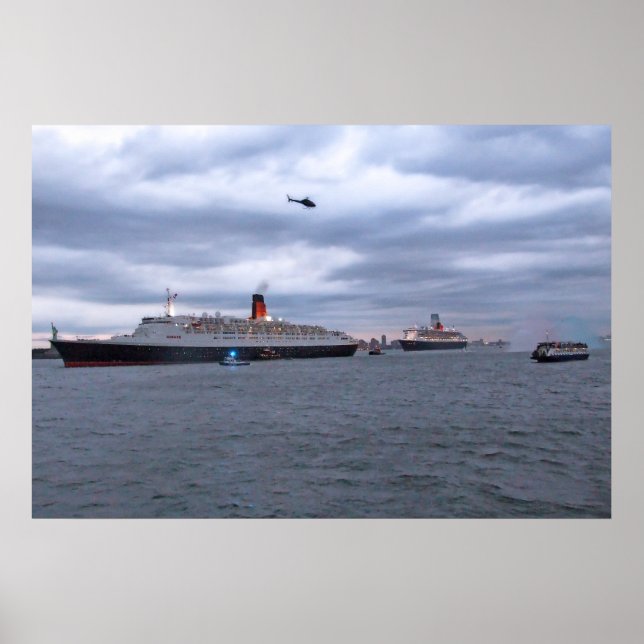 Póster QE2 y QM2 en Nueva York (Frente)