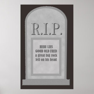 Póster QEPD Halloween Here Miente Fred Tombstone Poster