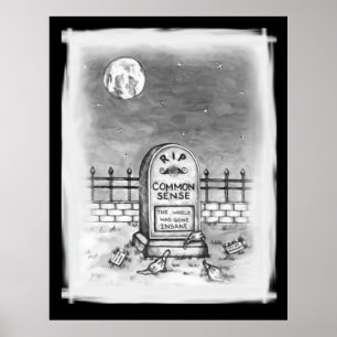 Póster QEPD Máscaras Estúpidas de Sense Común y Vacuna