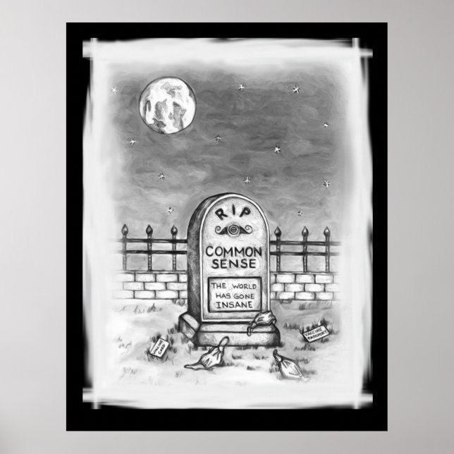 Póster QEPD Máscaras Estúpidas de Sense Común y Vacuna (Frente)