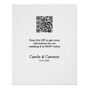 Póster QR BODA WEBSITE añadir fecha de fotoname blanco ne