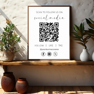 Póster QR Code White Scan para seguirnos en las redes soc