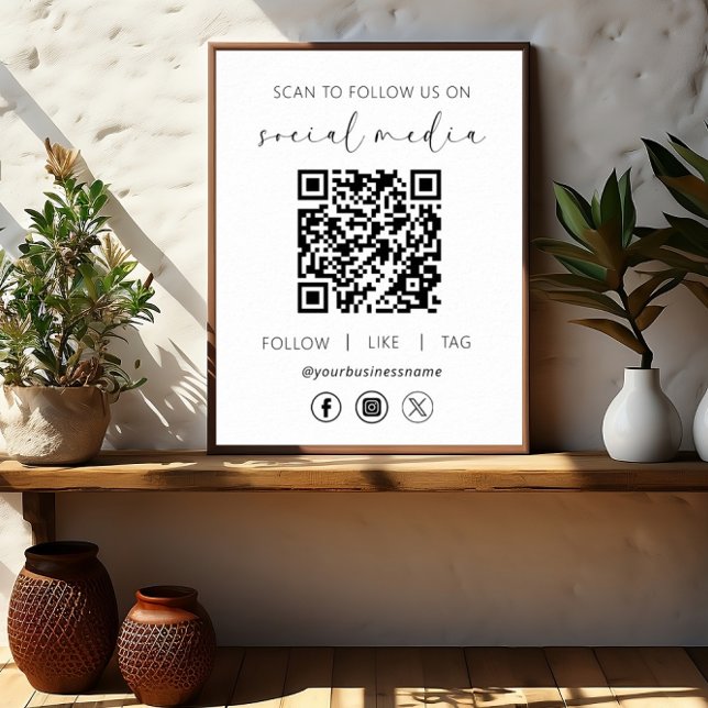Póster QR Code White Scan para seguirnos en las redes soc (Subido por el creador)
