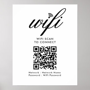 Póster QR Código Wifi Scan para conectar el blanco de mar