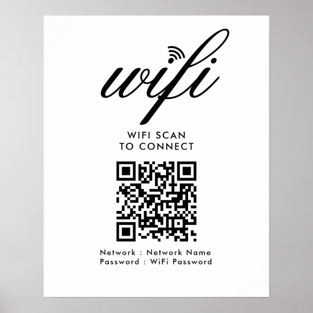 Póster QR Código Wifi Scan para conectar el blanco de mar (Frente)