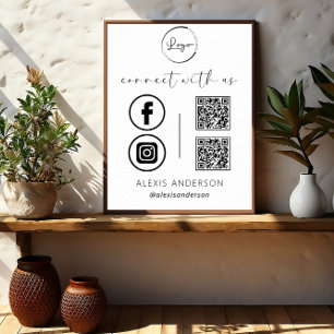 Póster QR Connect With Us Business Logo Social Media