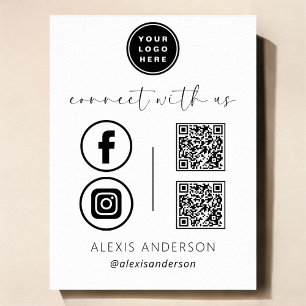 Póster QR Connect With Us Business Logo Social Media
