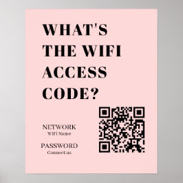 Póster QR de WiFi Rosa Personalizado | Contraseña Persona