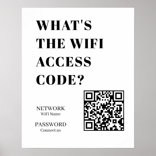 Póster QR personalizado de WiFi | ¿Cuál es el código de W (Frente)