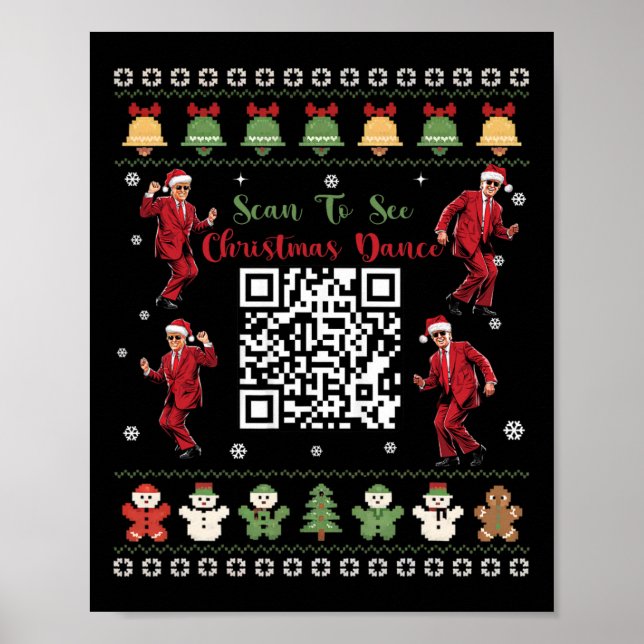 Póster Qr Trump Código de Danza Presidente Navidades de C (Frente)