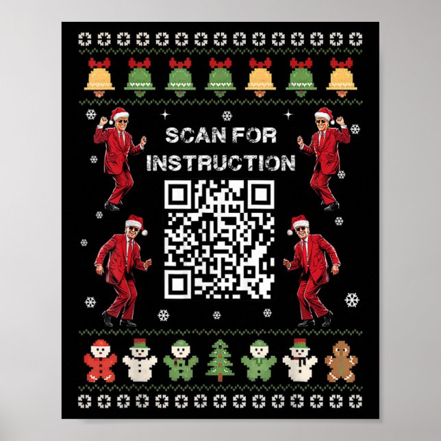 Póster Qr Trump Dance Code President Scan For Instruction (Frente)