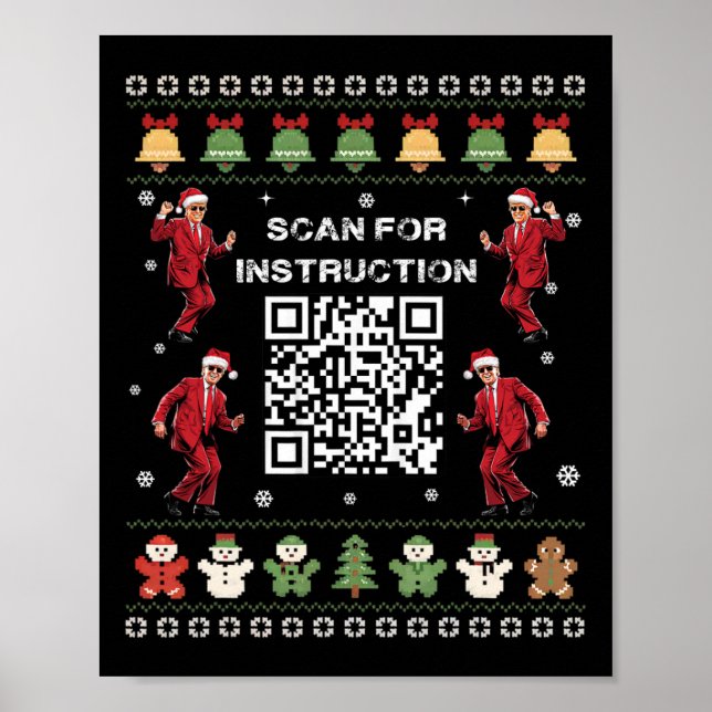 Póster Qr Trump El Presidente Del Código De Baile Escanea (Frente)