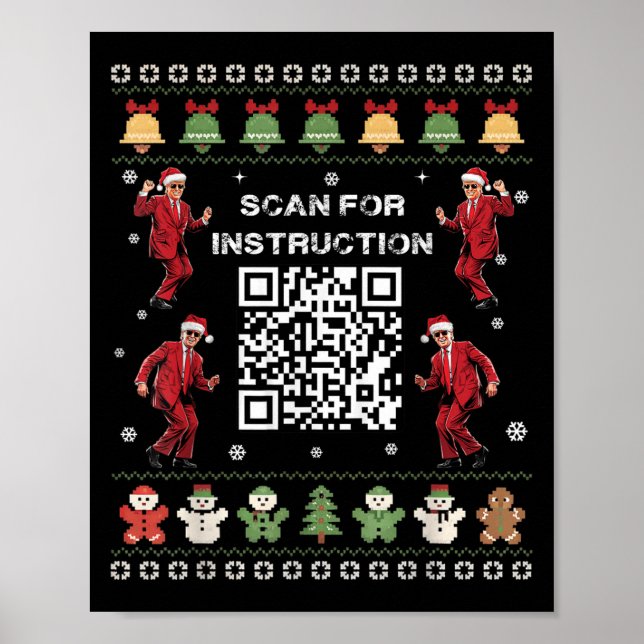 Póster Qr Trump El Presidente Del Código De Baile Escanea (Frente)
