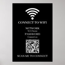 QR WiFi negro personalizado | Mostrar contraseña d
