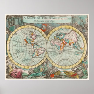 Póster Quadro decorativo Mapa do Mundo