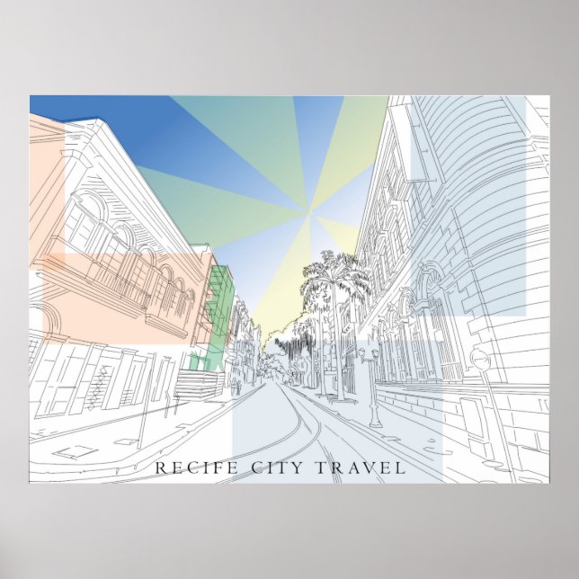 Póster Quadro Série cidades, ilustração feita a mão (Frente)