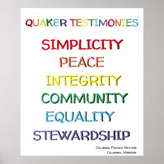 Póster Quaker Testimonies Poster Custom