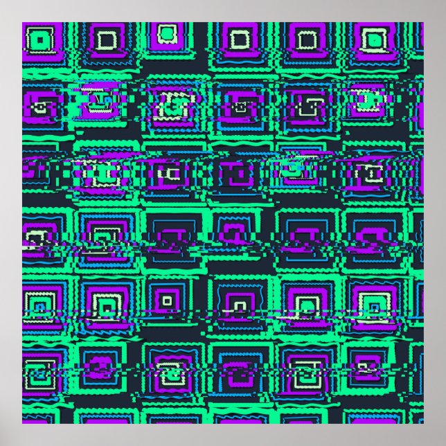 Póster Quantumphysics Geometric Glitch Pattern  (Frente)