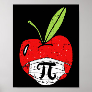 Póster Quaran de profesor de Apple Pi-Day Cute Face Mask