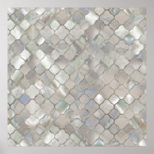 Póster Quatrefoil Patrón marroquí Madre de Perla