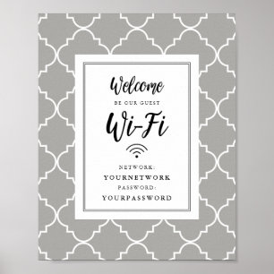 Póster Quatrefoil Wifi Rótulo