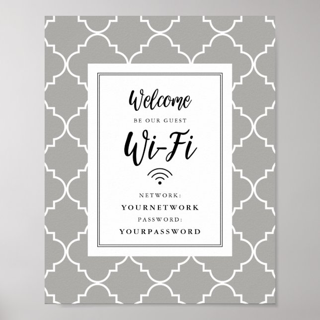 Póster Quatrefoil Wifi Rótulo (Frente)