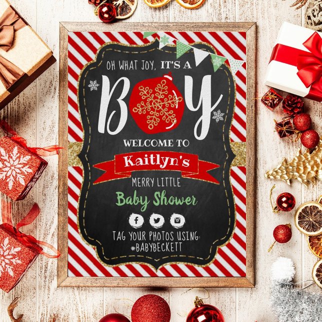 Póster "¡Qué alegría, es un chico!" Baby Shower de navida (Subido por el creador)