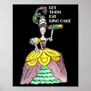 Póster Que Coman El Rey Pastel Mardi Gras Amante De La Co