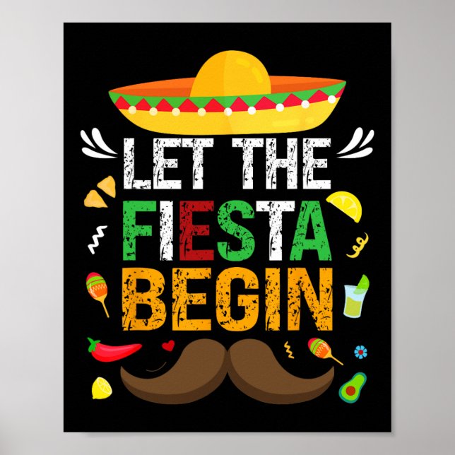 Póster Que Comience La Fiesta Fiesta Mexicana Divertida C (Frente)