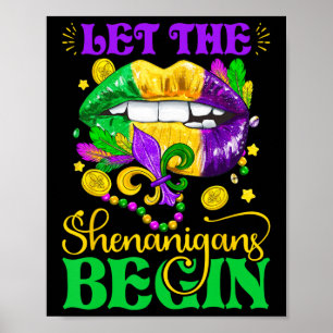 Póster Que Comiencen Las Travesuras Retro Mardi Gras Labi