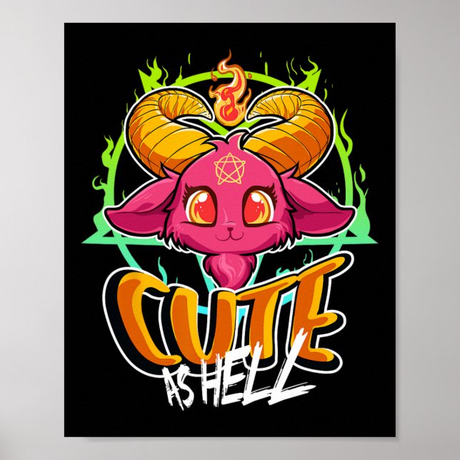 Póster Qué Diablos Halloween Kawaii homet Funny Satan G (Frente)