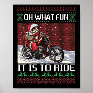 Póster Qué Diversión Es Pasar En Motocicleta De Santa R