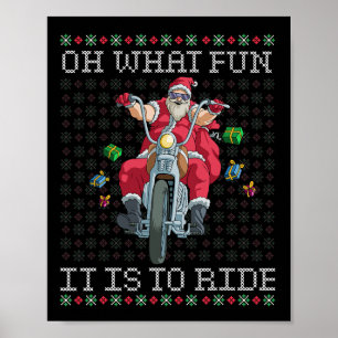 Póster Qué Diversión Es Pasar Por Navidades De Motociclet
