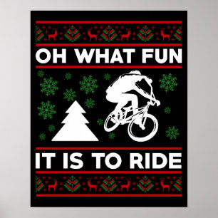Póster Qué divertido es andar en bicicleta Navidad