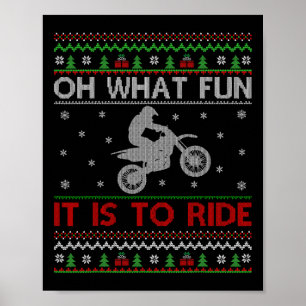Póster Qué divertido es montar en motocross navideño feo