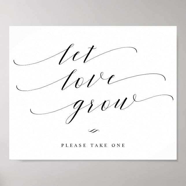 Póster Que el amor crezca elegante caligrafía Rótulo Boda (Frente)