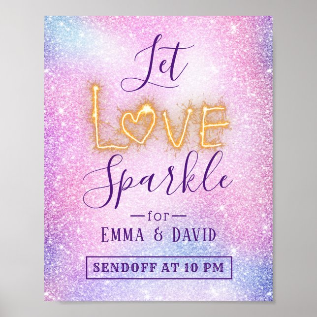 Póster Que el Purpurina Sparkle Pastel despida al Boda (Frente)