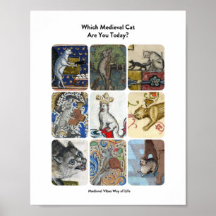 Póster ¿Qué Gato Medieval Eres Hoy? - Hilarious Au